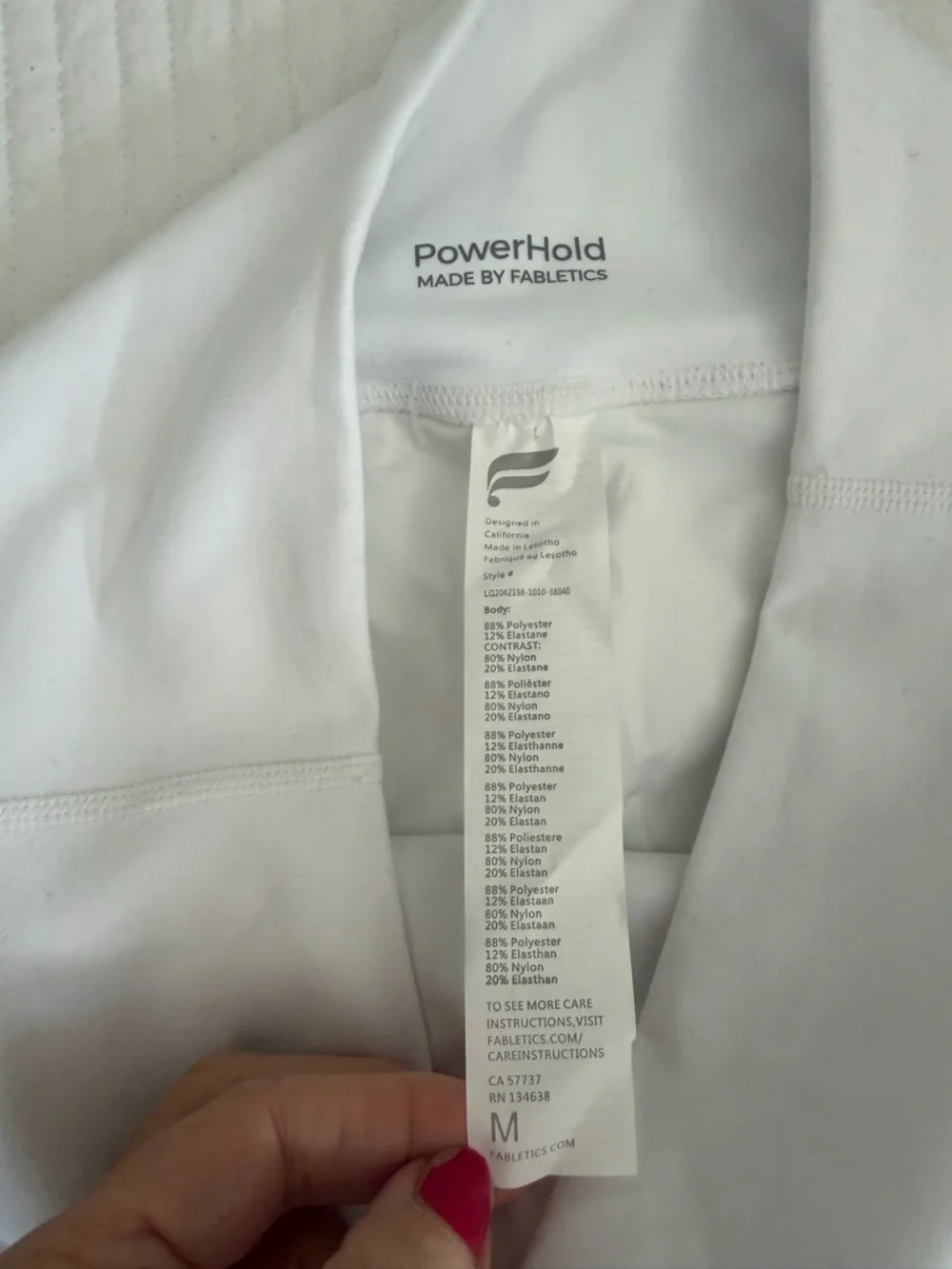 Fabletics White PowerHold Leggings with Subtle Logo - Picture 4 of 8